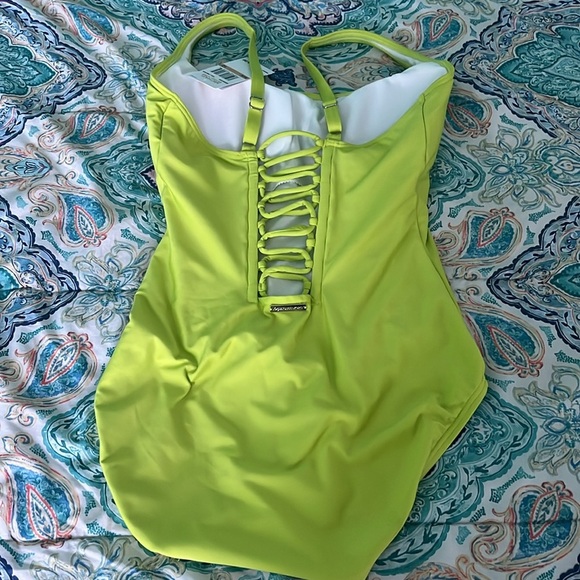 Michael Kors lime color corset back swimsuit - Picture 1 of 7